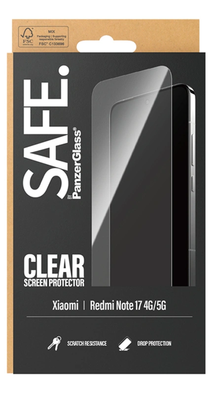 Safe Xiaomi Redmi Note 17 4G  5G stikliukas, skaidri, 1 nuotrauka
